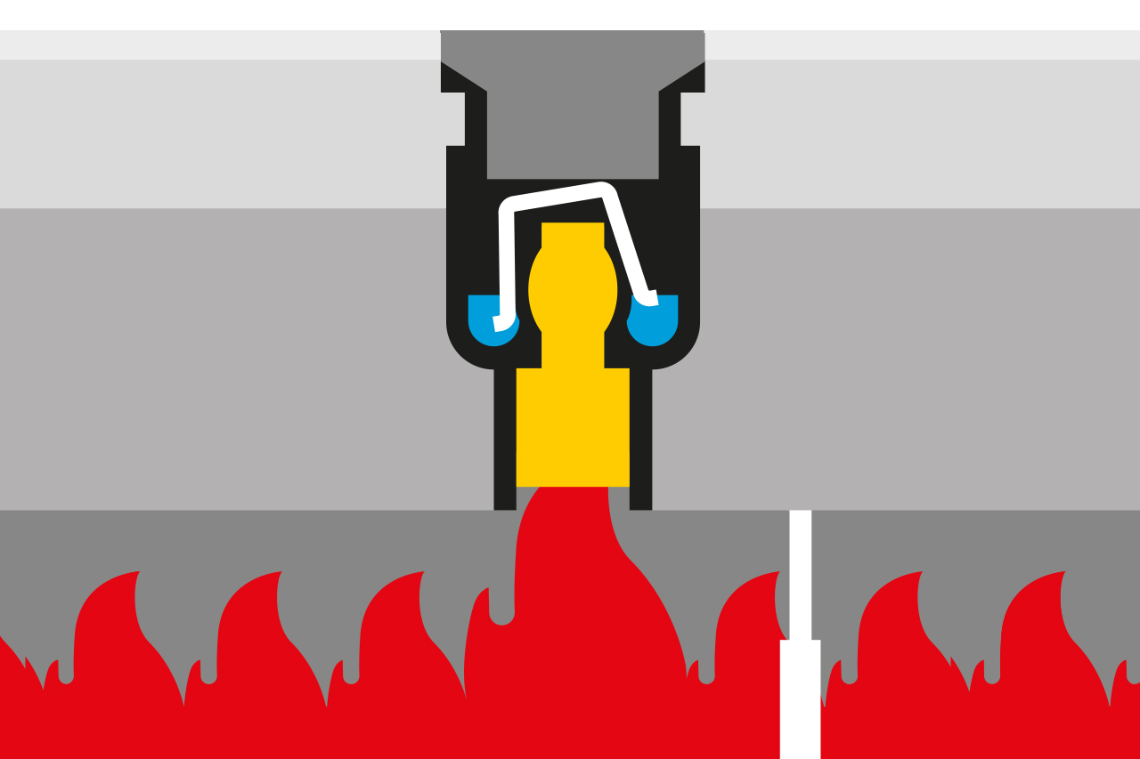 Ablauf ist verschlossen und verhindert weitere Brandschäden.