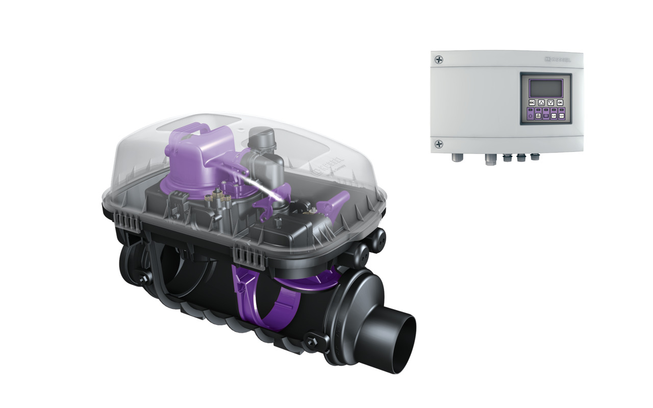 Rückstaupumpanlage Pumpfix F zum Einbau in eine freiliegende Abwasserleitung Rückstaupumpanlage Pumpfix F zum Einbau in eine freiliegende Abwasserleitung