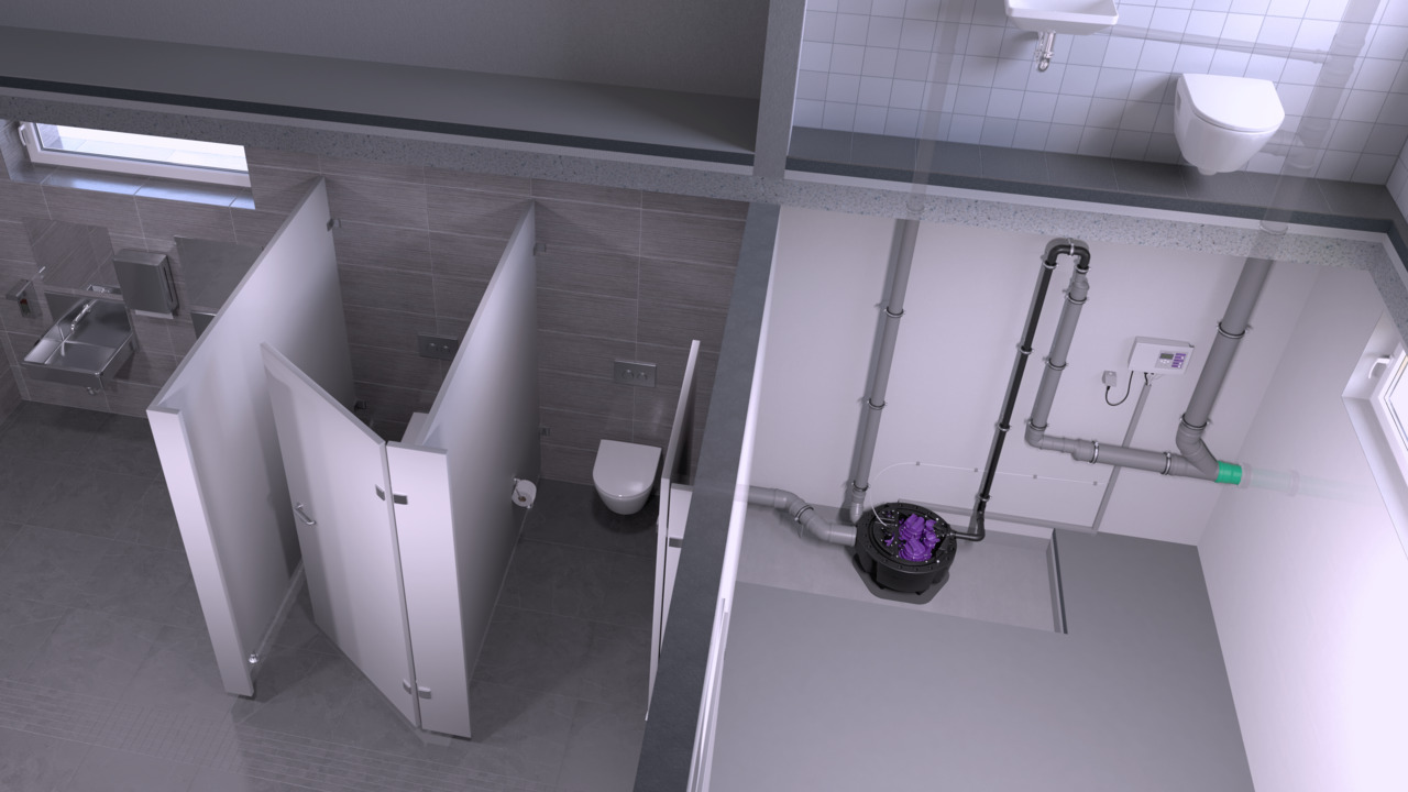 Einbaudarstellung Aqualift F Compact, freie Aufstellung Einbaudarstellung Aqualift F Compact, freie Aufstellung