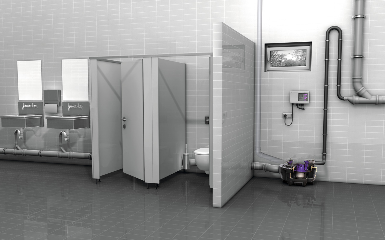 Einbaudarstellung Aqualift F Compact, freie Aufstellung Einbaudarstellung Aqualift F Compact, freie Aufstellung