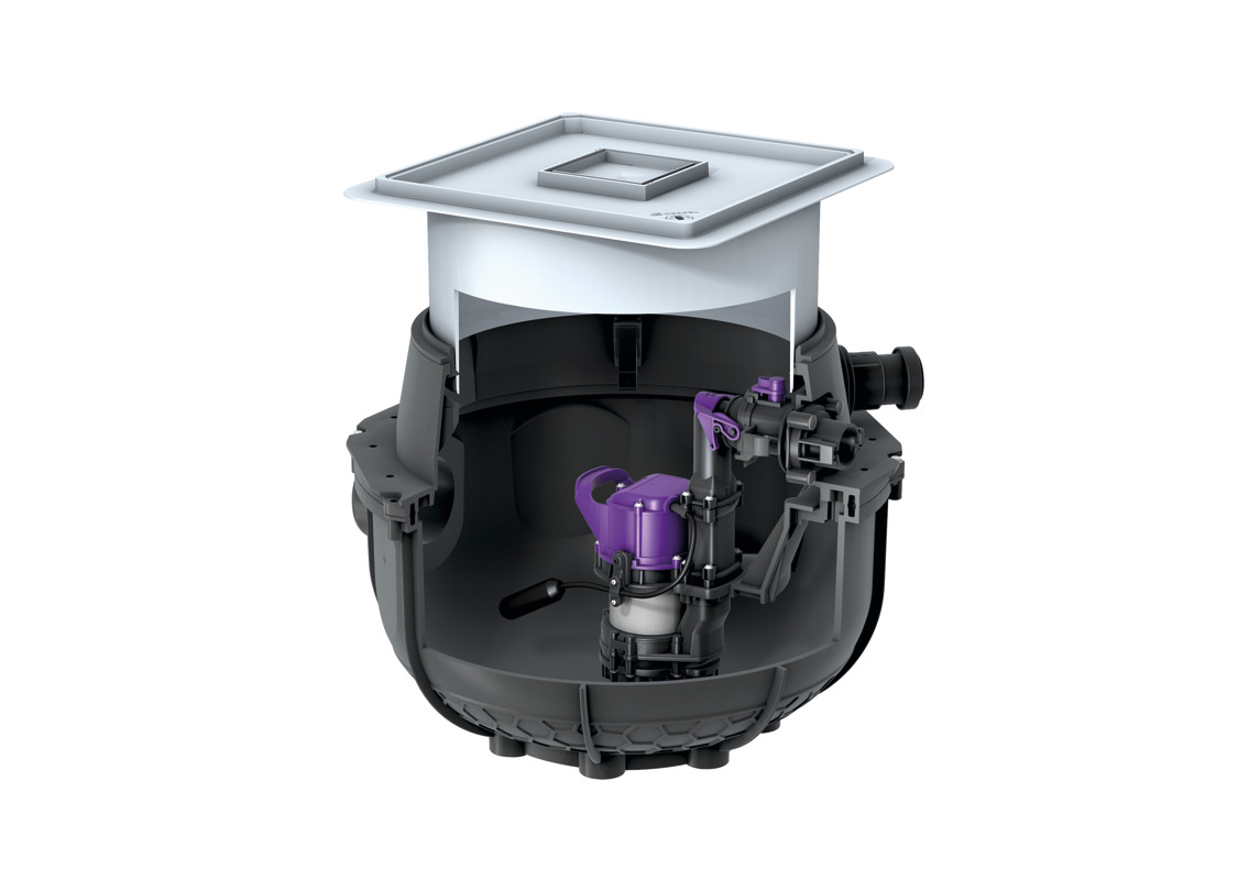 Hebeanlage Aqualift S Compact Mono, zum Einbau in die Bodenplatte, befliesbar Hebeanlage Aqualift S Compact Mono, zum Einbau in die Bodenplatte, befliesbar