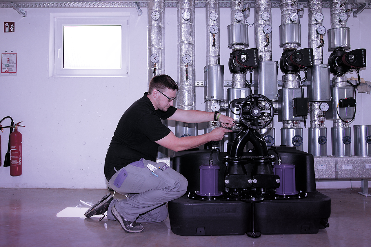 Set-up of a lifting station in the basement of a multi-family home
